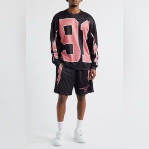 Criminal Damage Black & Cream Mesh Varsity Shirt